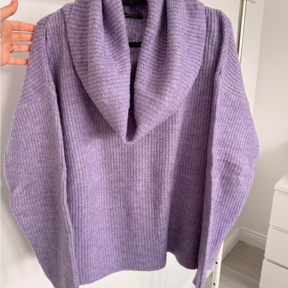 Cozy Lavender Cowl Neck Sweater